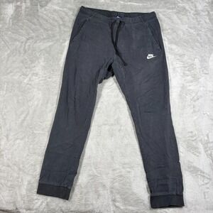 Nike Sweatpants Mens Medium Black Cotton Joggers Logo Drawstring Tapered Casual